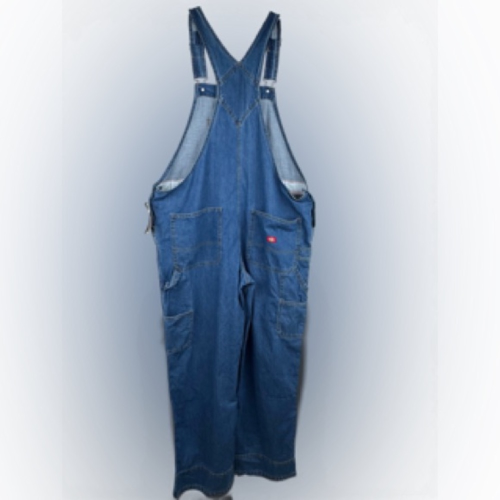 Dickies Bib Overalls Relaxed Fit Straight Leg Fits Over Boots Size XL Blue Denim - Picture 2 of 14